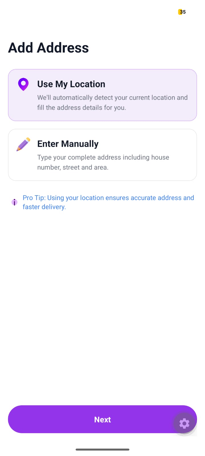 Map location screen